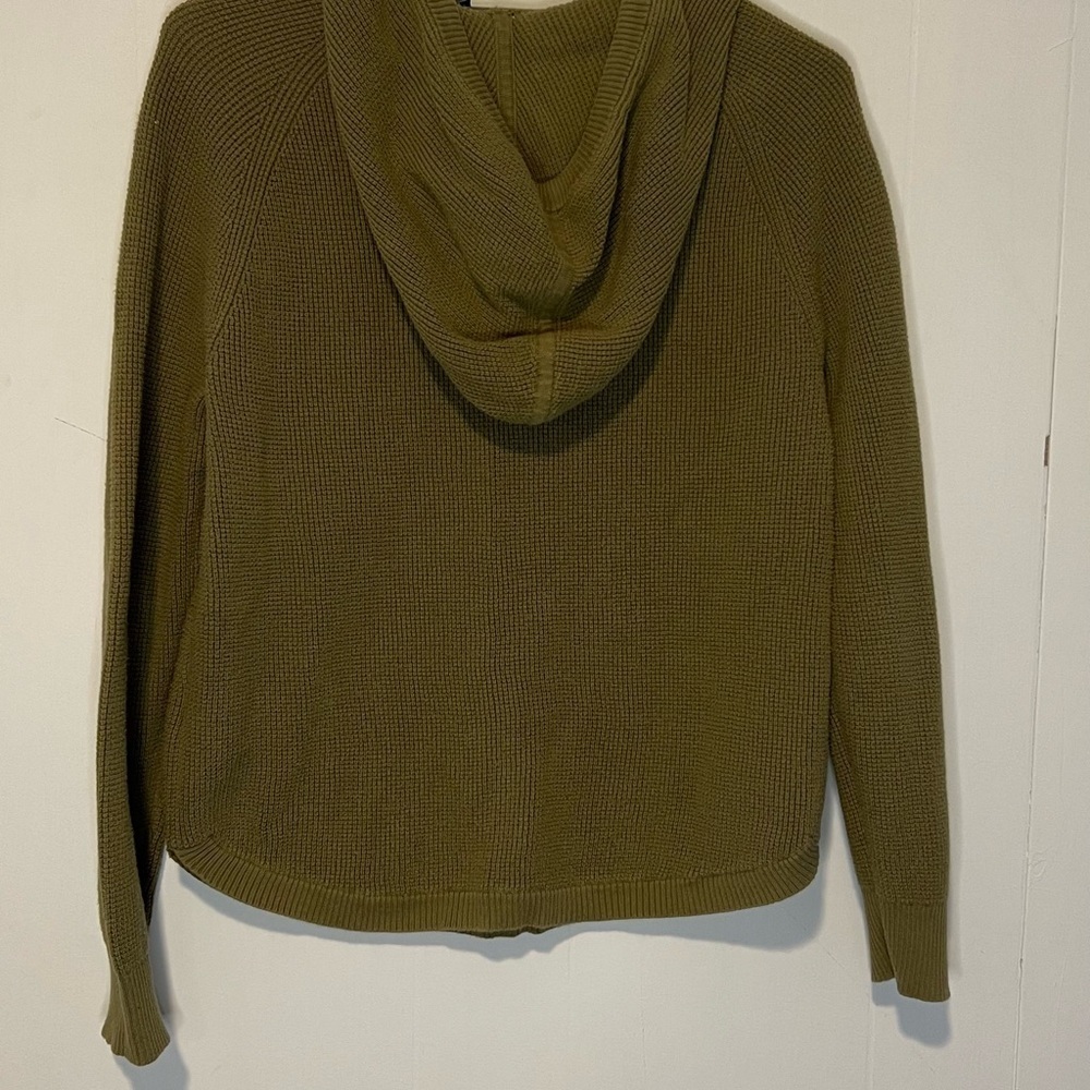 Lauren Ralph Lauren Waffle Knit Hooded Olive Green Long Sleeve Pullover A2 - Picture 2 of 5